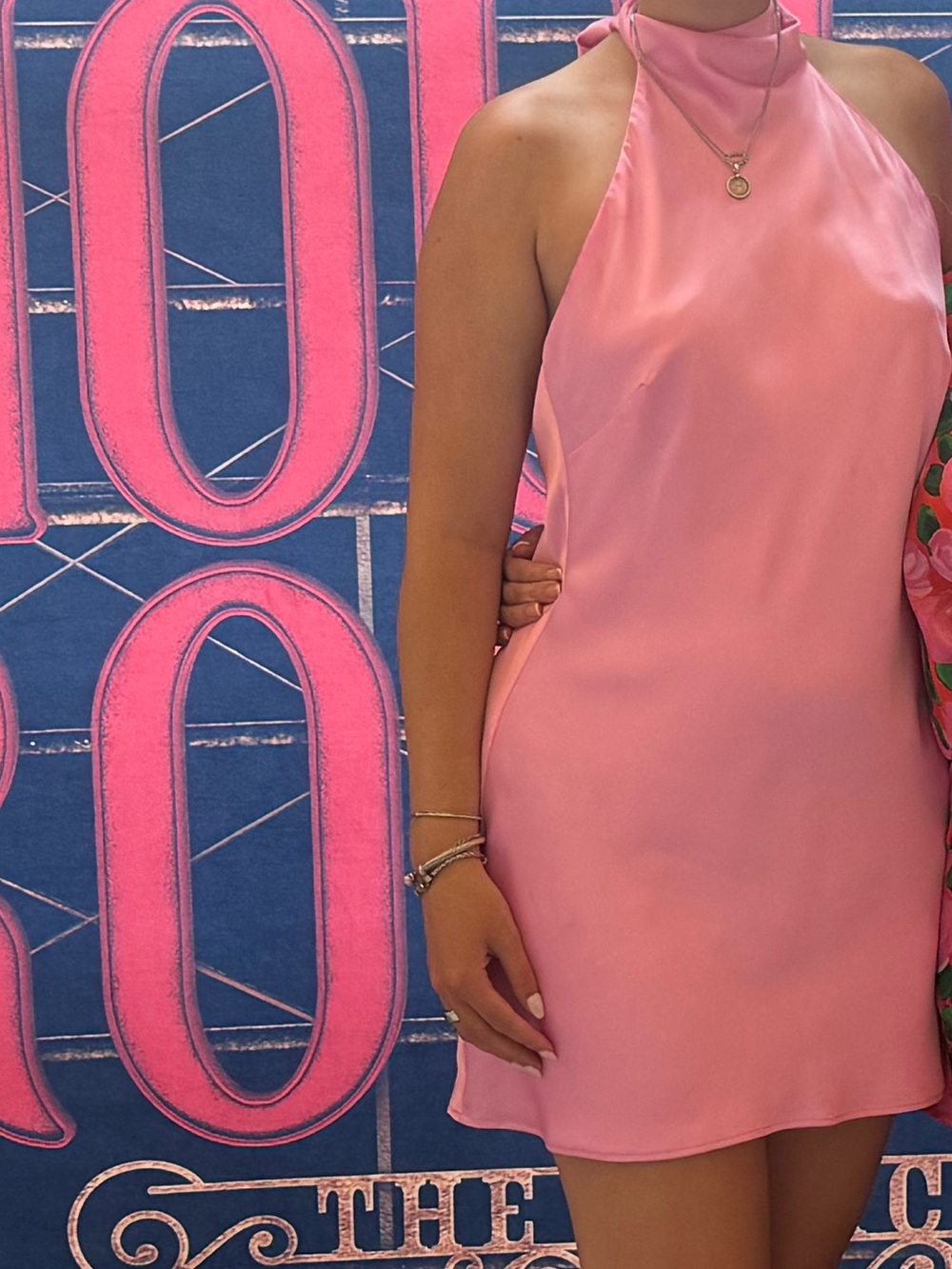 Show Me Your MuMu Pink Satin Halter Mini Dress - Picture 2 of 2